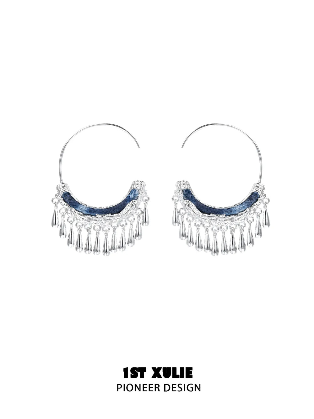 1ST XULIE Jewelry "MIAO" Ethnic Tassel Hoop Dangle Earrings in Platinum Plated - Packaging View