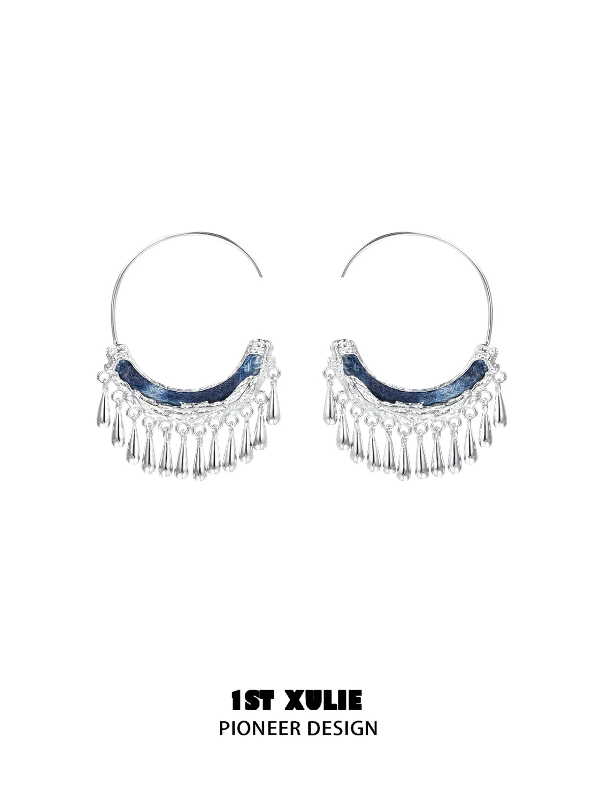1ST XULIE Jewelry "MIAO" Ethnic Tassel Hoop Dangle Earrings in Platinum Plated - Packaging View