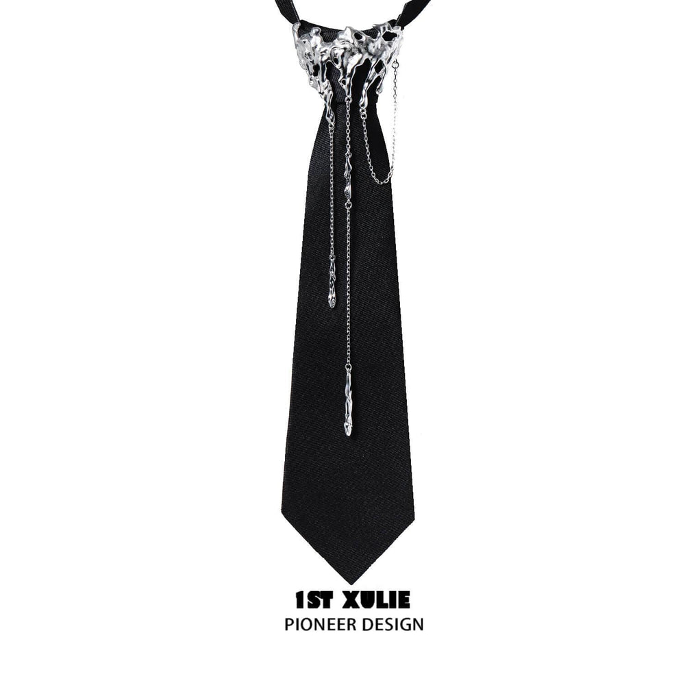 1ST XULIE "Lucifer" Feather Tassel Bolo Tie in Platinum Plated Brass - Back View