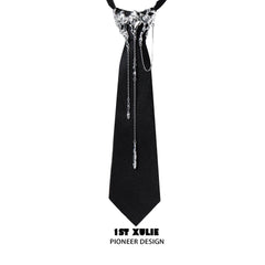 1ST XULIE "Lucifer" Feather Tassel Bolo Tie in Platinum Plated Brass - Back View