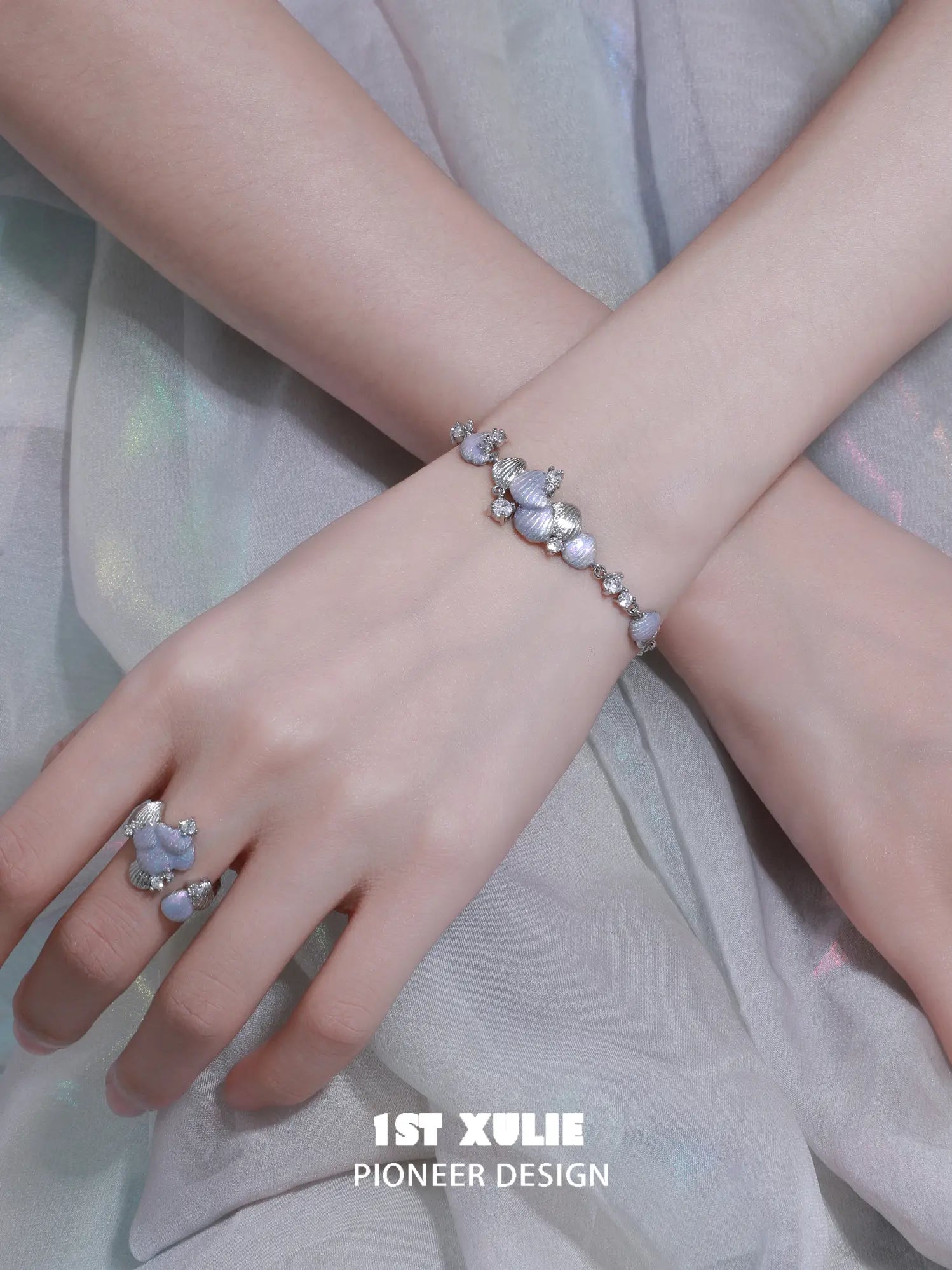 1ST XULIE Jewelry "ATLANTIS" Fish Scale Chain Bracelet in 18K Gold Plated - On Model