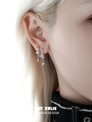 1ST XULIE Jewelry "Star Trails" Four-Pointed Star Hook Earrings in 925 Sterling Silver - Side View