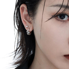 1ST XULIE "Star Trails" Dainty Four-Pointed Star Stud Earrings in 925 Sterling Silver - Side View