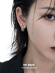 1ST XULIE "Star Trails" Dainty Four-Pointed Star Stud Earrings in 925 Sterling Silver - Size Comparison