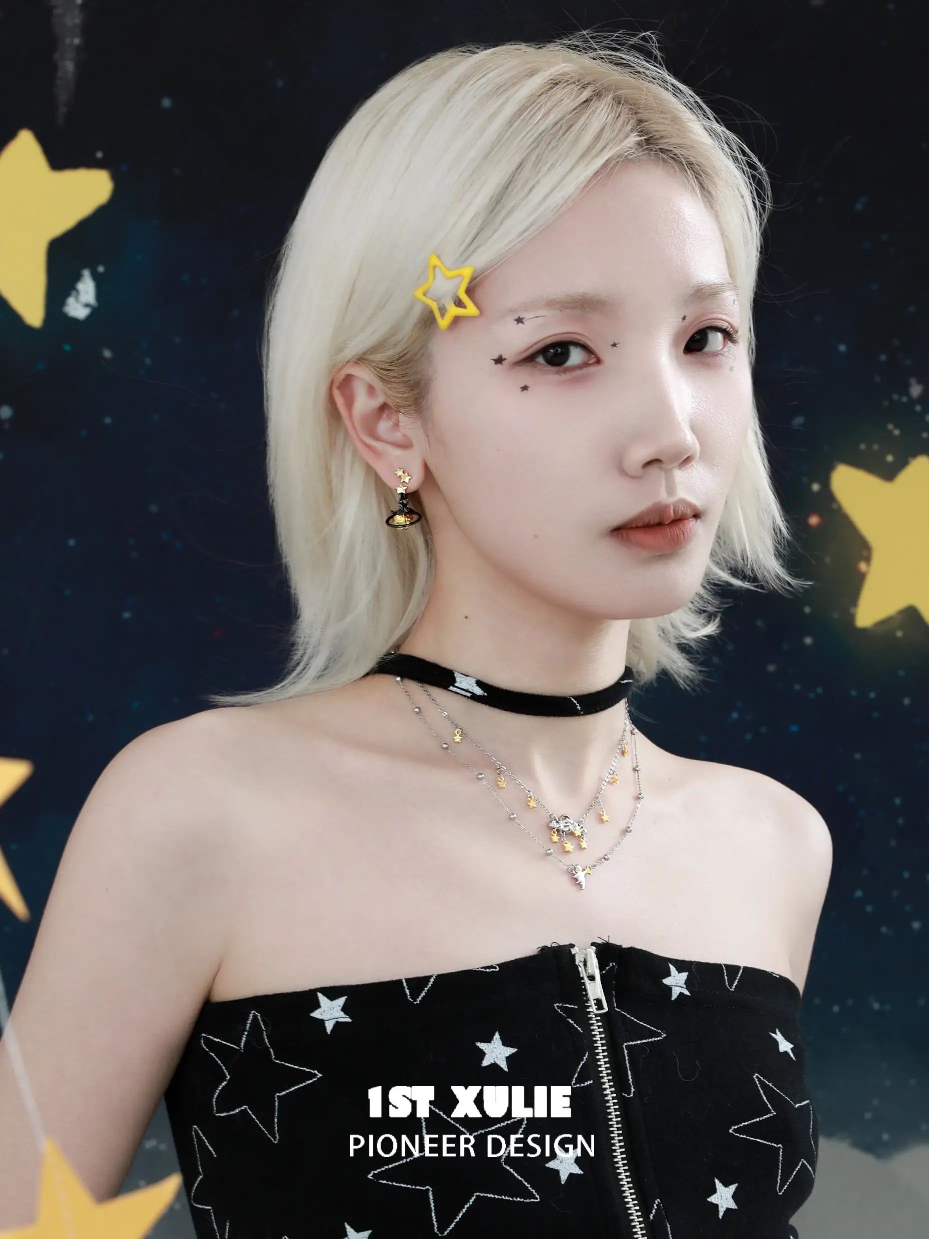 1ST XULIE "Cat's Gaze" Geometric Cat Head Pendant Necklace in 925 Sterling Silver - Angle View