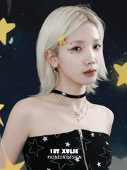 1ST XULIE "Cat's Gaze" Geometric Cat Head Pendant Necklace in 925 Sterling Silver - Angle View