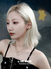 1ST XULIE "Cat's Gaze" Geometric Cat Head Pendant Necklace in 925 Sterling Silver - Alternate Angle