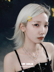 1ST XULIE "Cat's Gaze" Geometric Cat Head Pendant Necklace in 925 Sterling Silver - Back View