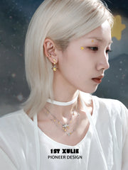 1ST XULIE "Cat's Gaze" Geometric Cat Head Pendant Necklace in 925 Sterling Silver - Lifestyle Shot