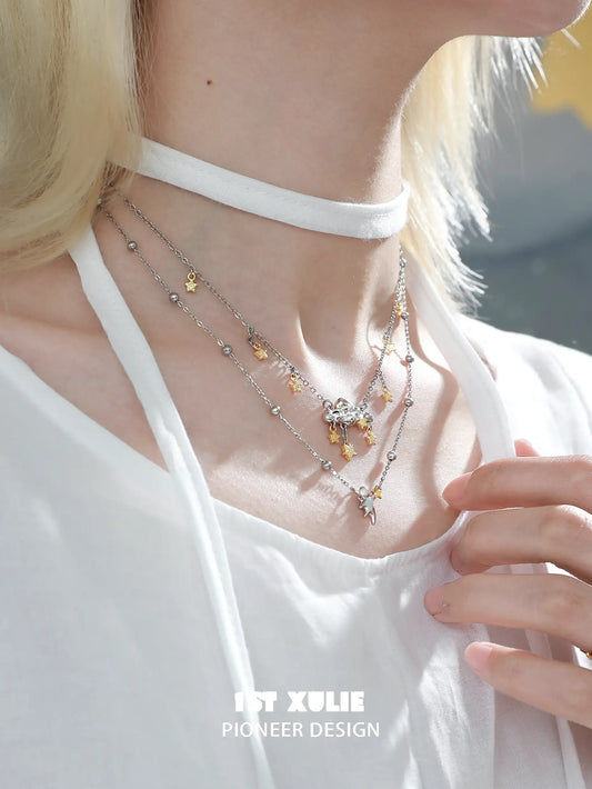 1ST XULIE "Cat's Gaze" Geometric Cat Head Pendant Necklace in 925 Sterling Silver - Product View