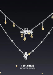 1ST XULIE "Cat's Gaze" Geometric Cat Head Pendant Necklace in 925 Sterling Silver - On Model