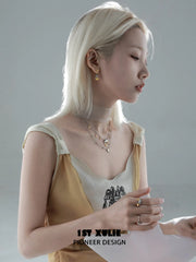 1ST XULIE "Cat's Gaze" Geometric Cat Head Pendant Necklace in 925 Sterling Silver - Texture Detail