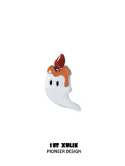1ST XULIE "CANDLELIGHT GHOST" Cute Halloween Candlelight Ghost Stud Earrings in Platinum Plated - Packaging View