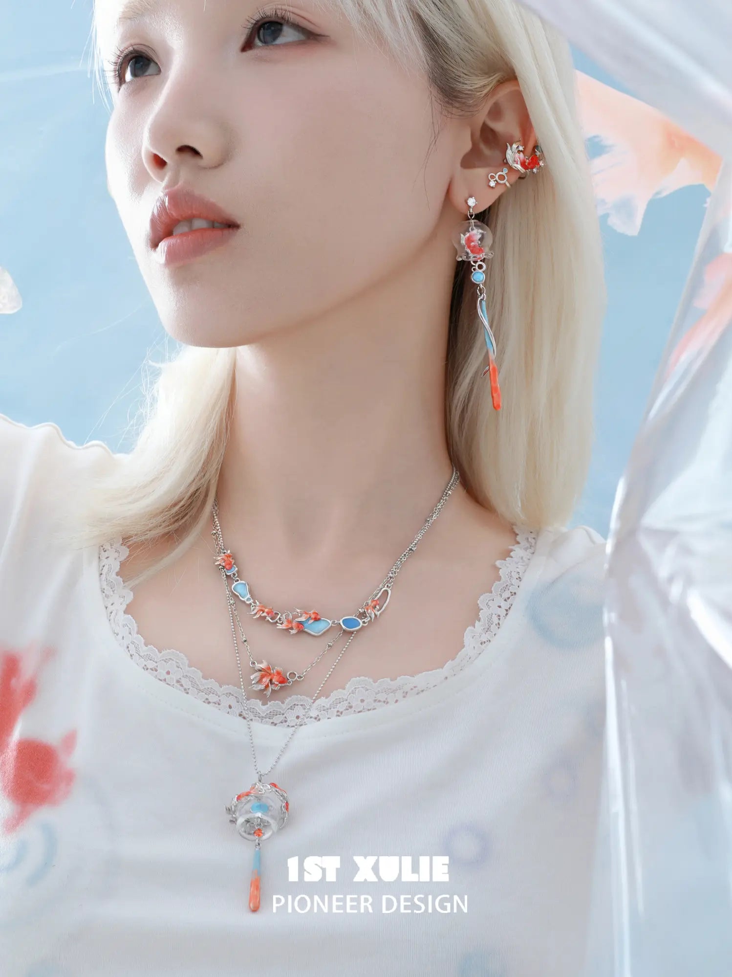 1ST XULIE Jewelry "THE SEA" Whimsical Goldfish Glass Dome Statement Drop Dangle Earrings - Size Comparison