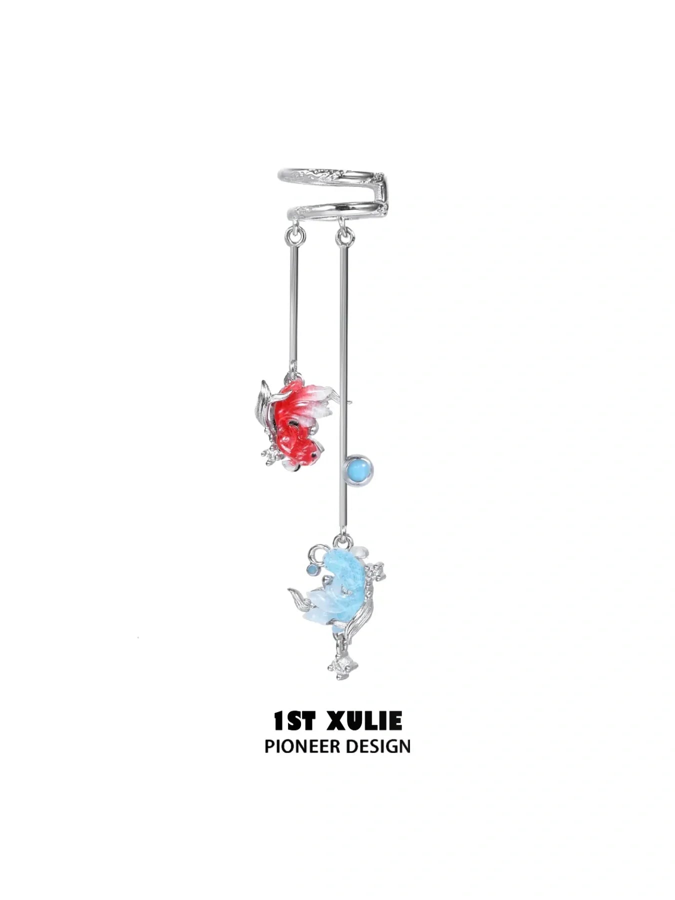 1ST XULIE Jewelry "THE SEA" Goldfish Tassel Dangle Ear Cuffs - Packaging View