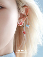 1ST XULIE Jewelry "THE SEA" Goldfish Tassel Dangle Ear Cuffs - Side View