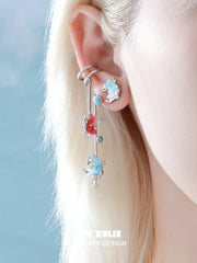 1ST XULIE Jewelry "THE SEA" Goldfish Tassel Dangle Ear Cuffs - Texture View
