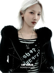 1ST XULIE "Ghosts" Gothic Black Cat Pendant Choker Necklace in Platinum Plated Brass - Clasp Detail