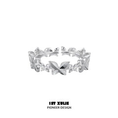 1ST XULIE "Whiterfly" Gothic Butterfly Rings Set in 925 Sterling Silver - Side View