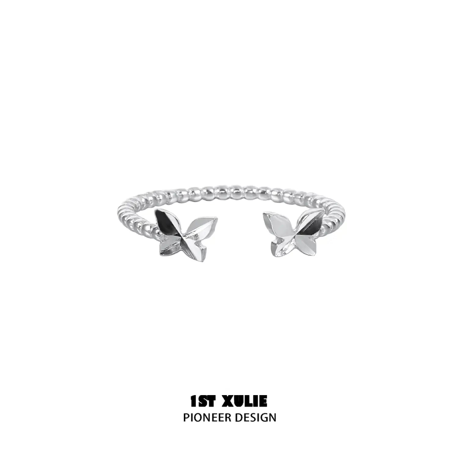 1ST XULIE "Whiterfly" Gothic Butterfly Rings Set in 925 Sterling Silver - Detail Shot