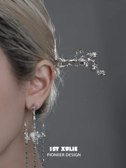 1ST XULIE "Whiterfly" Gothic Butterfly Skeleton Hair Pins in Platinum Plated - Full View