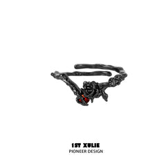 1ST XULIE "Taboo Rose" Gothic Dark Rose Statement Ring in 925 Sterling Silver - Lifestyle Shot