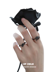 1ST XULIE "Taboo Rose" Gothic Dark Rose Statement Ring in 925 Sterling Silver - Packaging View