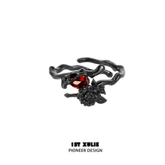 1ST XULIE "Taboo Rose" Gothic Dark Rose Statement Ring in 925 Sterling Silver - Alternative Product View