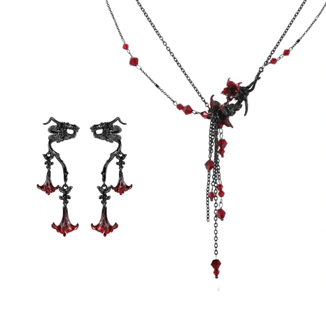 1ST XULIE Jewelry "Bloody Datura" Gothic Datura Flower Ear Cuffs in 18K Black Gold Plated Brass - Product View