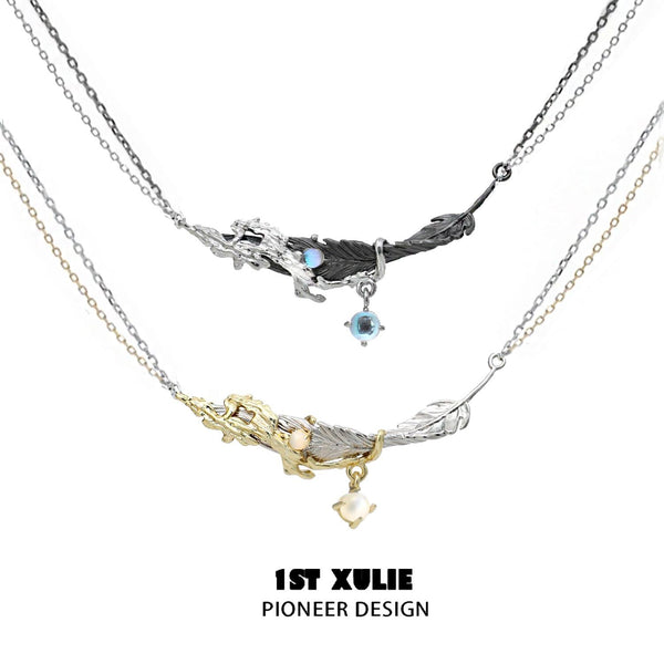 "Lucifer" 18K Gold Plated Gothic Feather Pendant Necklace
