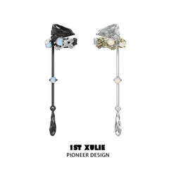 1ST XULIE "Lucifer" Gothic Feather Wing Dangle Ear Cuffs in 18K Gold & Platinum Plating - Product View