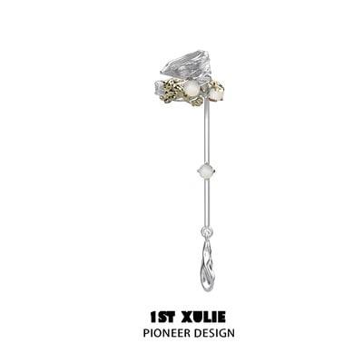 1ST XULIE "Lucifer" Gothic Feather Wing Dangle Ear Cuffs in 18K Gold & Platinum Plating - Size Comparison