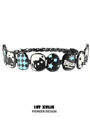 1ST XULIE "Ghosts" Gothic Statement Black Cat Choker Necklace in Platinum Plated - Angle View