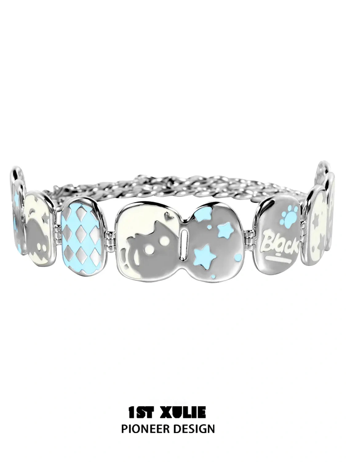 1ST XULIE "Ghosts" Gothic Statement Black Cat Choker Necklace in Platinum Plated - Lifestyle Shot