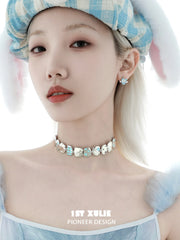 1ST XULIE "Ghosts" Gothic Statement Black Cat Choker Necklace in Platinum Plated - Product View