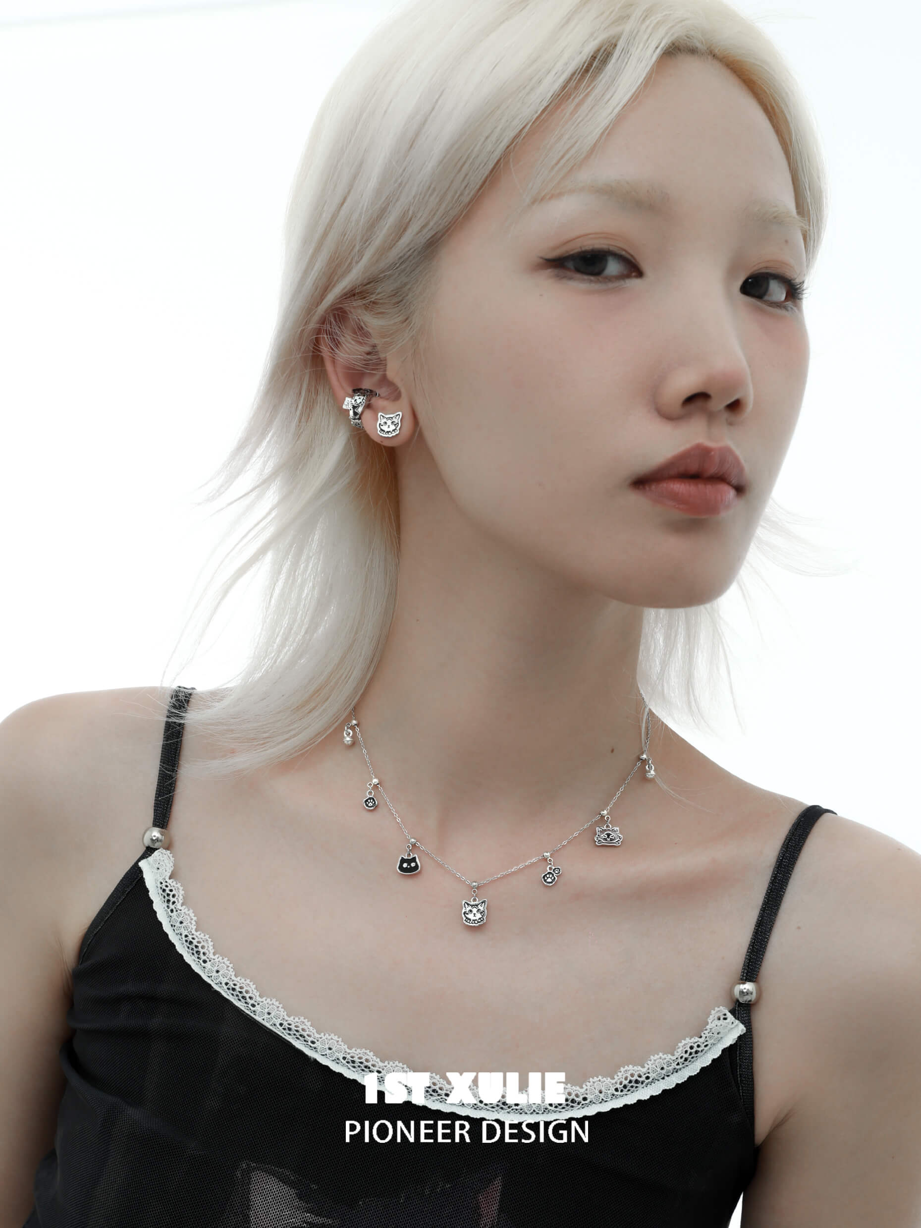 1ST XULIE "Graffiti Kitten" Minimalist Stylized Cat Pendant Necklace in 925 Sterling Silver - Packaging View