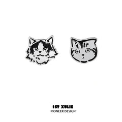 1ST XULIE "Graffiti Kitten" Cute Colorful Stud Earrings in 925 Sterling Silver - Back View