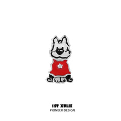 1ST XULIE "MERRY CHRISTMAS 2024" Graffiti Puppy Stud Earrings in Platinum Plate - Size Comparison