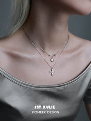 1ST XULIE "Silver Angel" Minimalist Gray Pearl Choker Necklace in 925 Sterling Silver - Clasp Detail