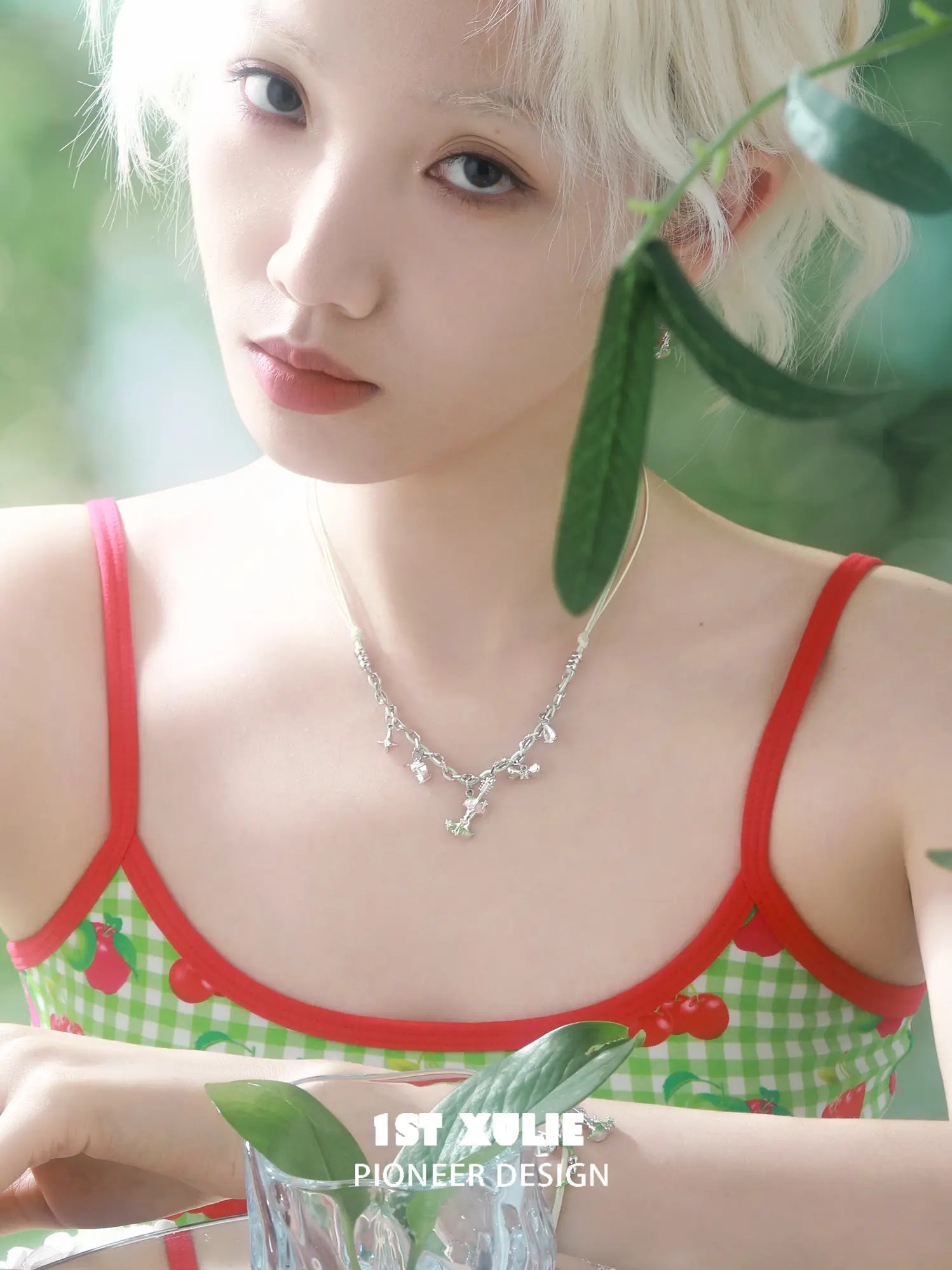 1ST XULIE Jewelry "Cuties' Appleland" Green Apple Pendant Necklace - Angle 1