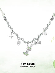 1ST XULIE Jewelry "Cuties' Appleland" Green Apple Pendant Necklace - Detail Shot