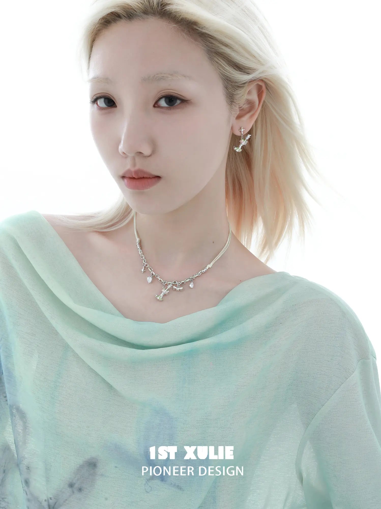 1ST XULIE Jewelry "Cuties' Appleland" Green Apple Pendant Necklace - On Model