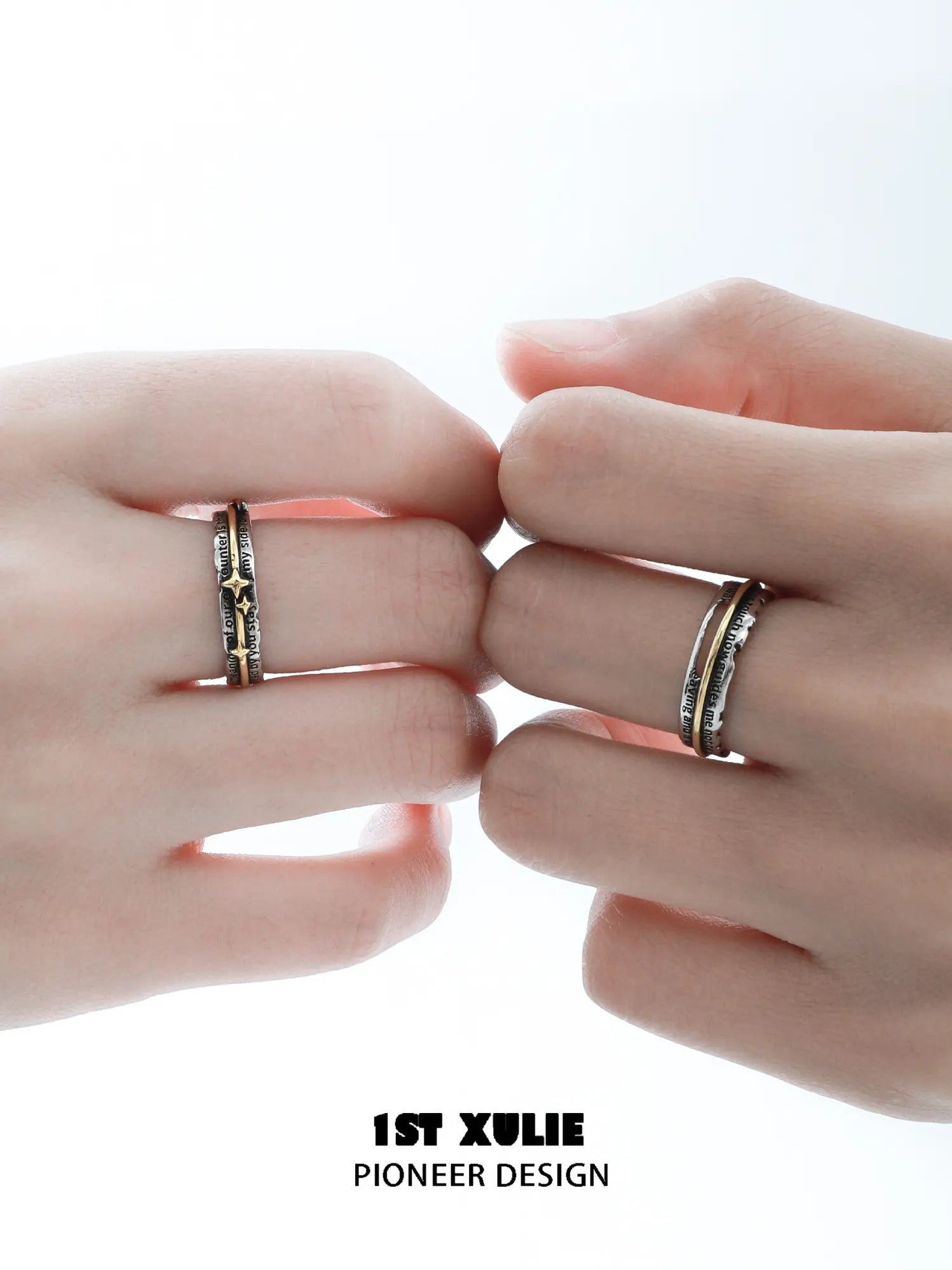 1ST XULIE Jewelry "Immortal Lover" Guiding Light Starburst Ring in 925 Sterling Silver - Texture Detail