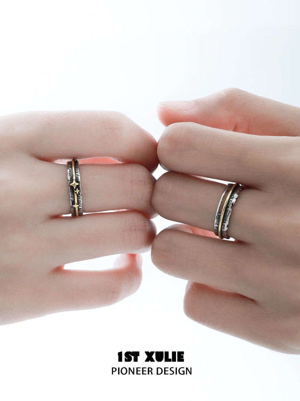 1ST XULIE Jewelry "Immortal Lover" Guiding Light Starburst Ring in 925 Sterling Silver - Texture Detail