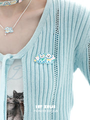 1ST XULIE "Angel Cuties" Hand-Painted Kitten & Puppy Duo Brooch in Platinum Plated Brass - Packaging View