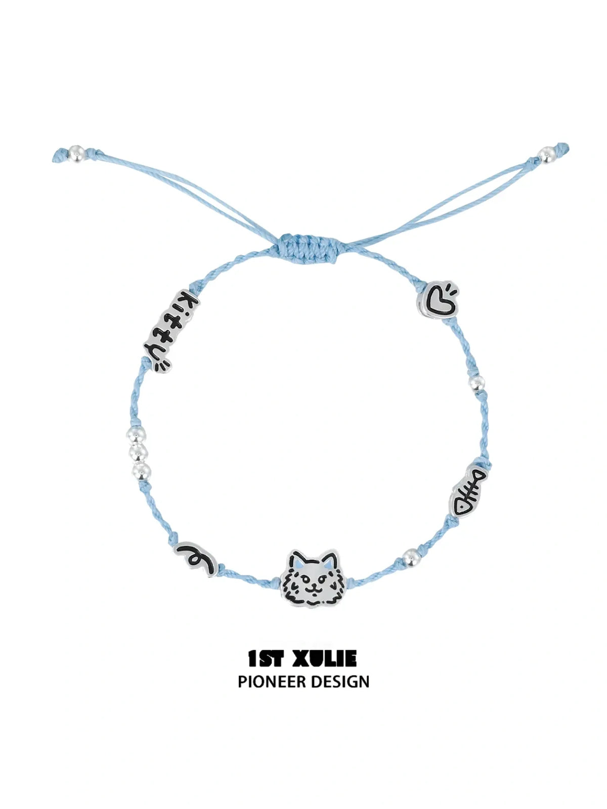 1ST XULIE "Angel Cuties" Hand-Painted Pet Charm Rope Bracelet in 925 Sterling Silver - Product View