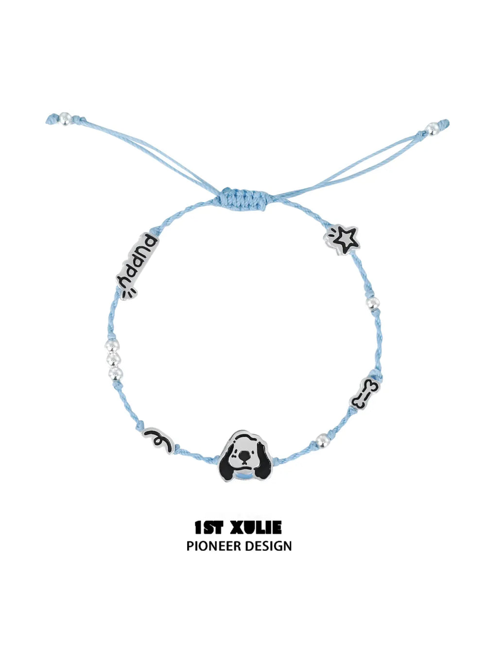1ST XULIE "Angel Cuties" Hand-Painted Pet Charm Rope Bracelet in 925 Sterling Silver - Product View
