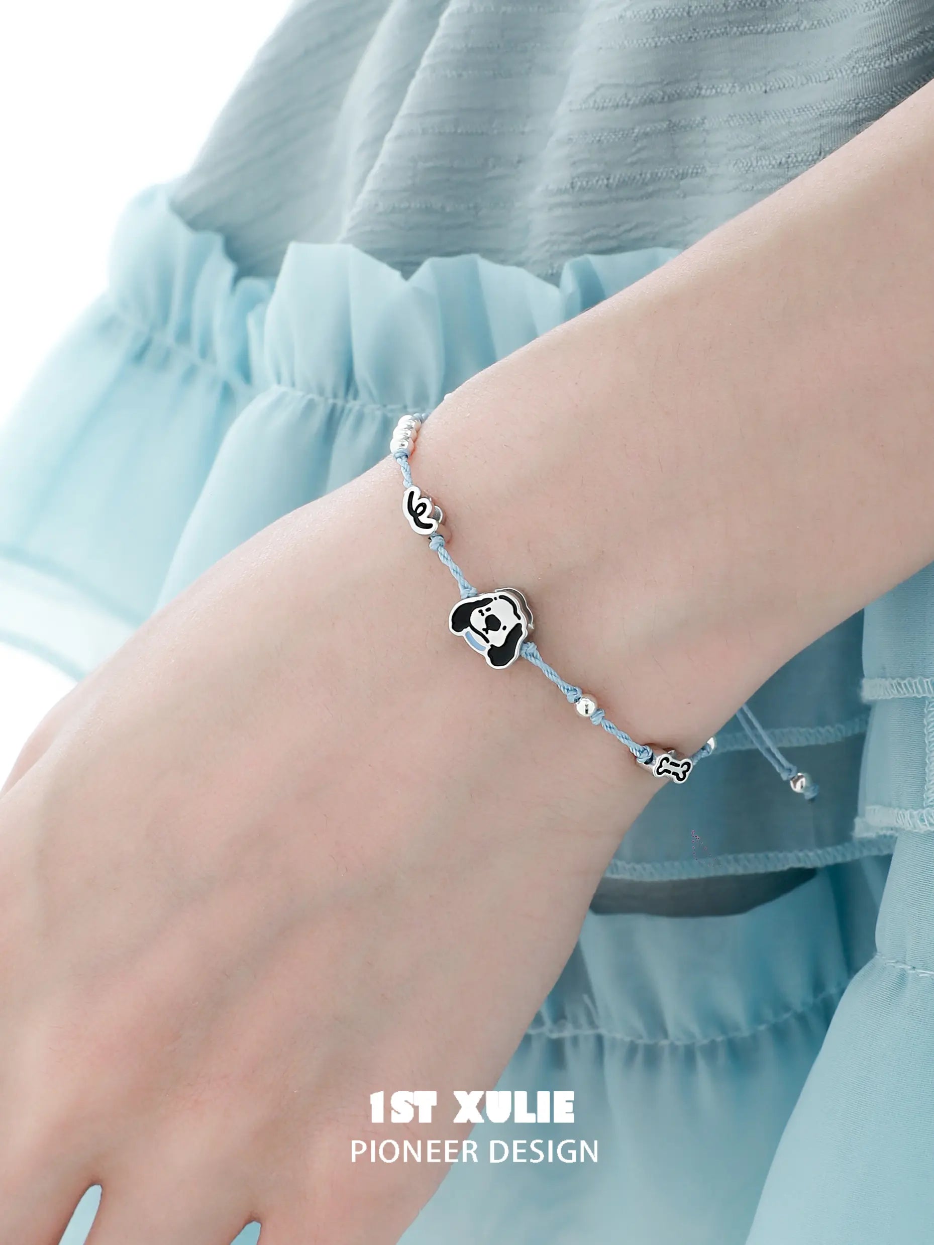 1ST XULIE "Angel Cuties" Hand-Painted Pet Charm Rope Bracelet in 925 Sterling Silver - Size Comparison