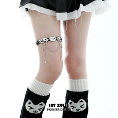 1ST XULIE "Angel Cuties" Heart Buckle Leg Garter & Choker in Ultra-Fiber Leather - Worn as Choker On Model