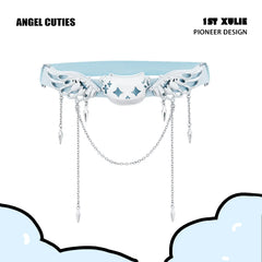 1ST XULIE "Angel Cuties" Heart Buckle Leg Garter & Choker in Ultra-Fiber Leather - Product View